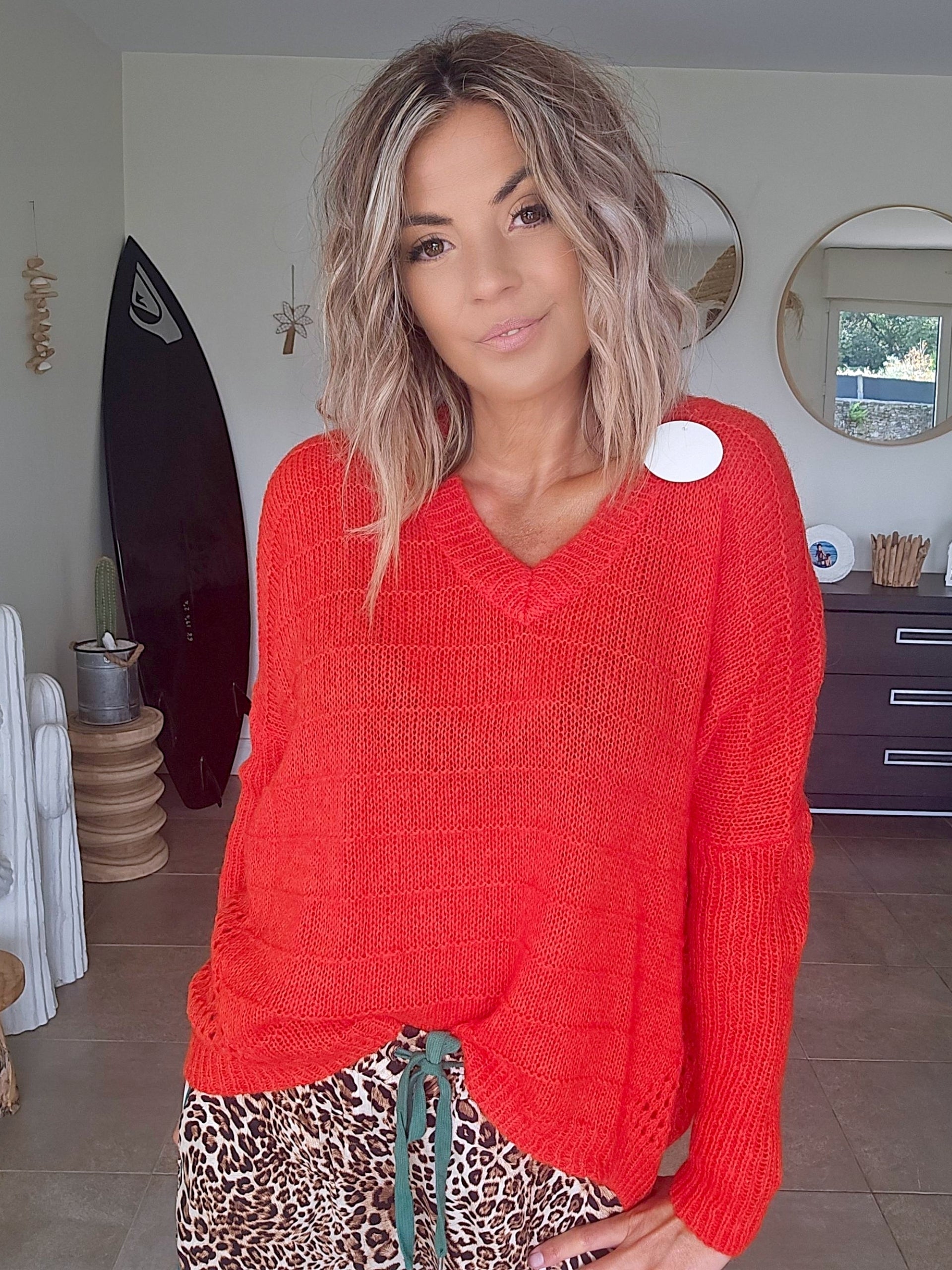 Pull doux red vif