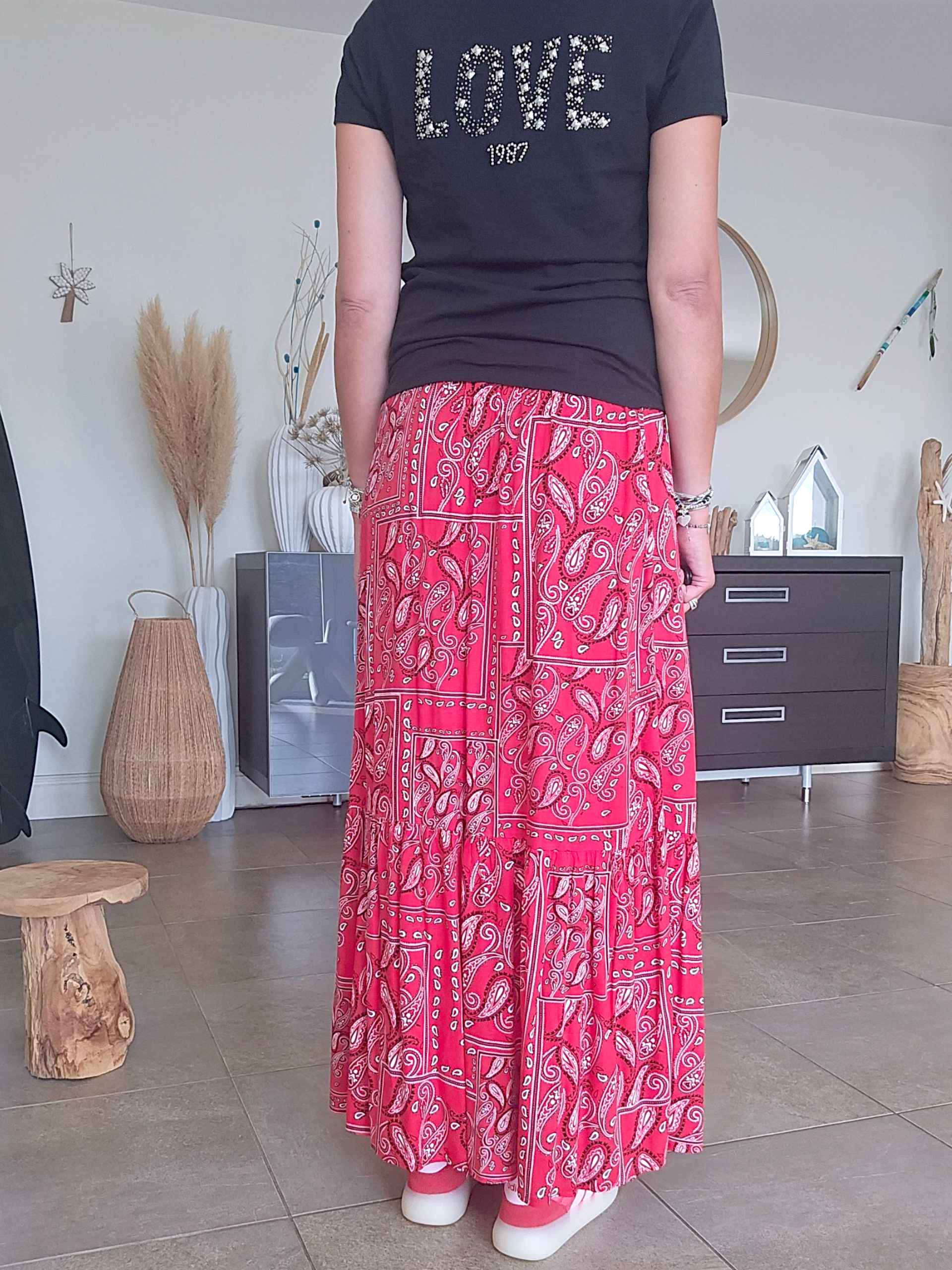 Jupe longue bandana rouge
