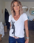 T-shirt blanc cassé rock