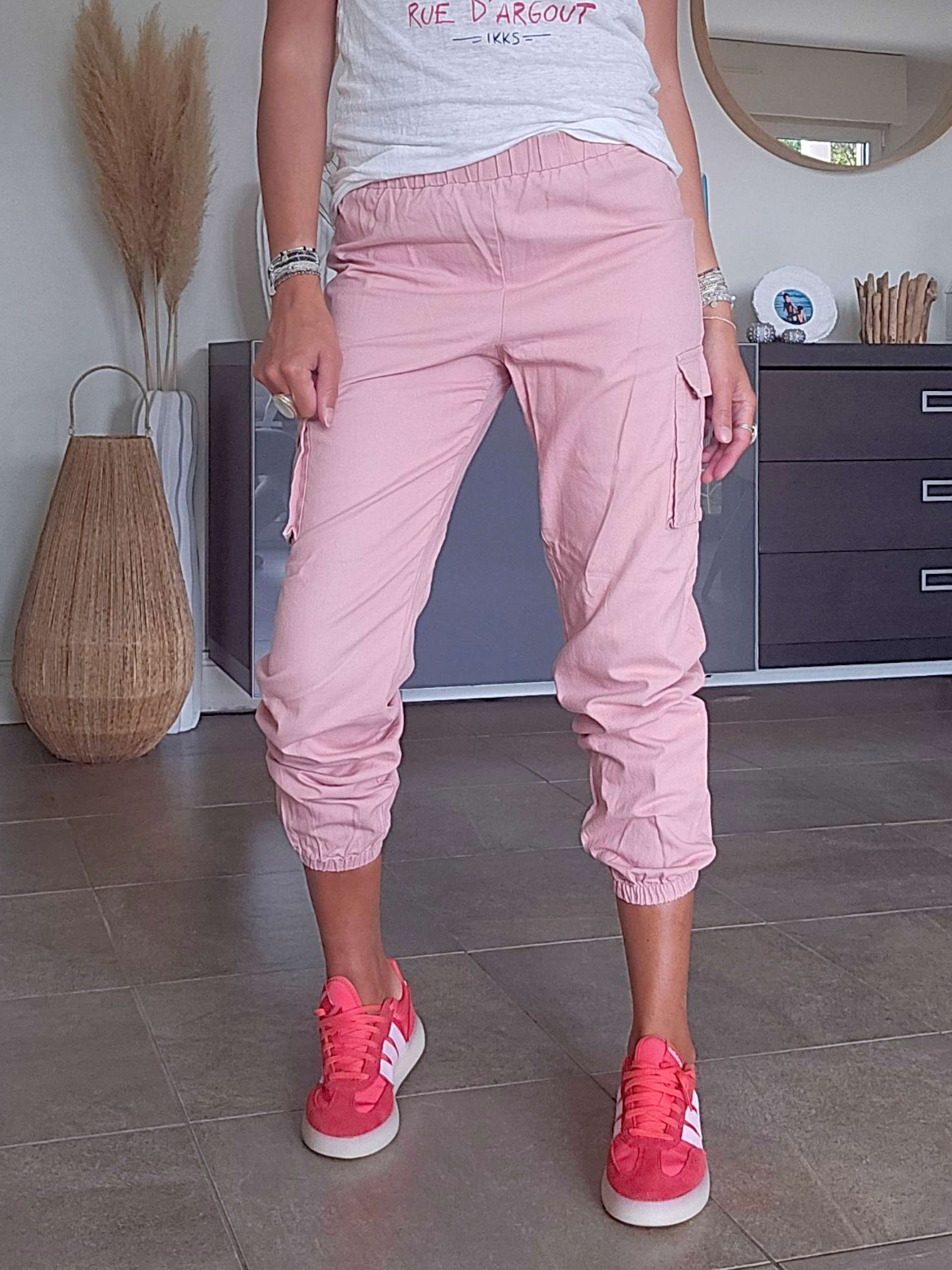 Pantalon cargo rose