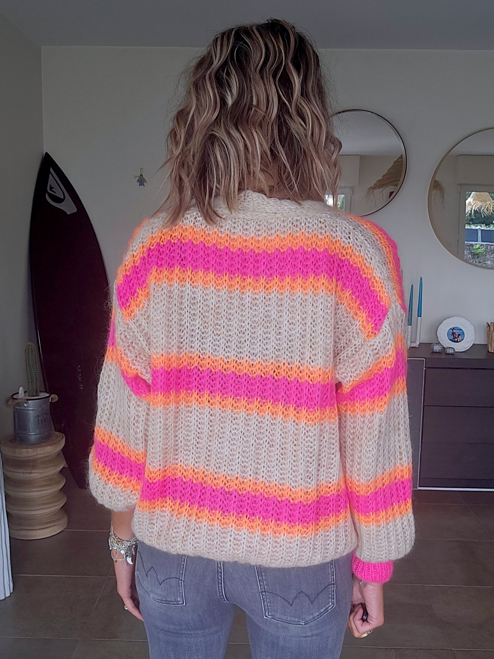 Cardigan doux fluo