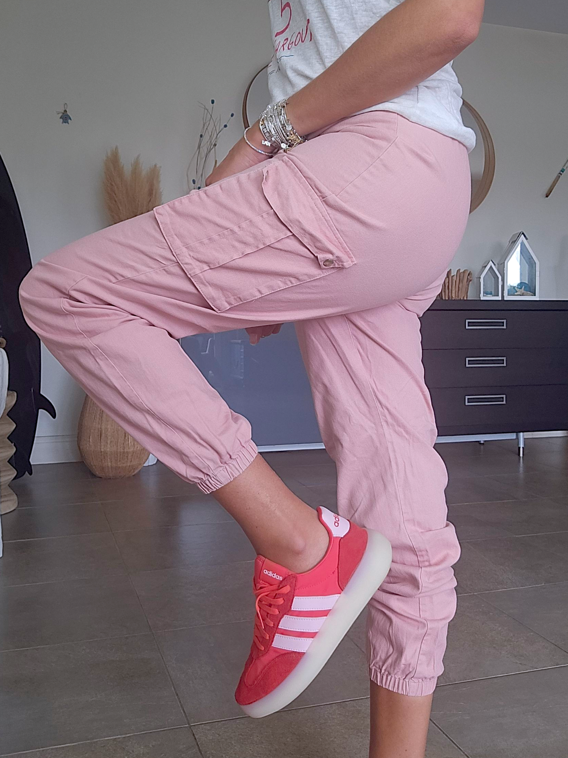 Pantalon cargo rose