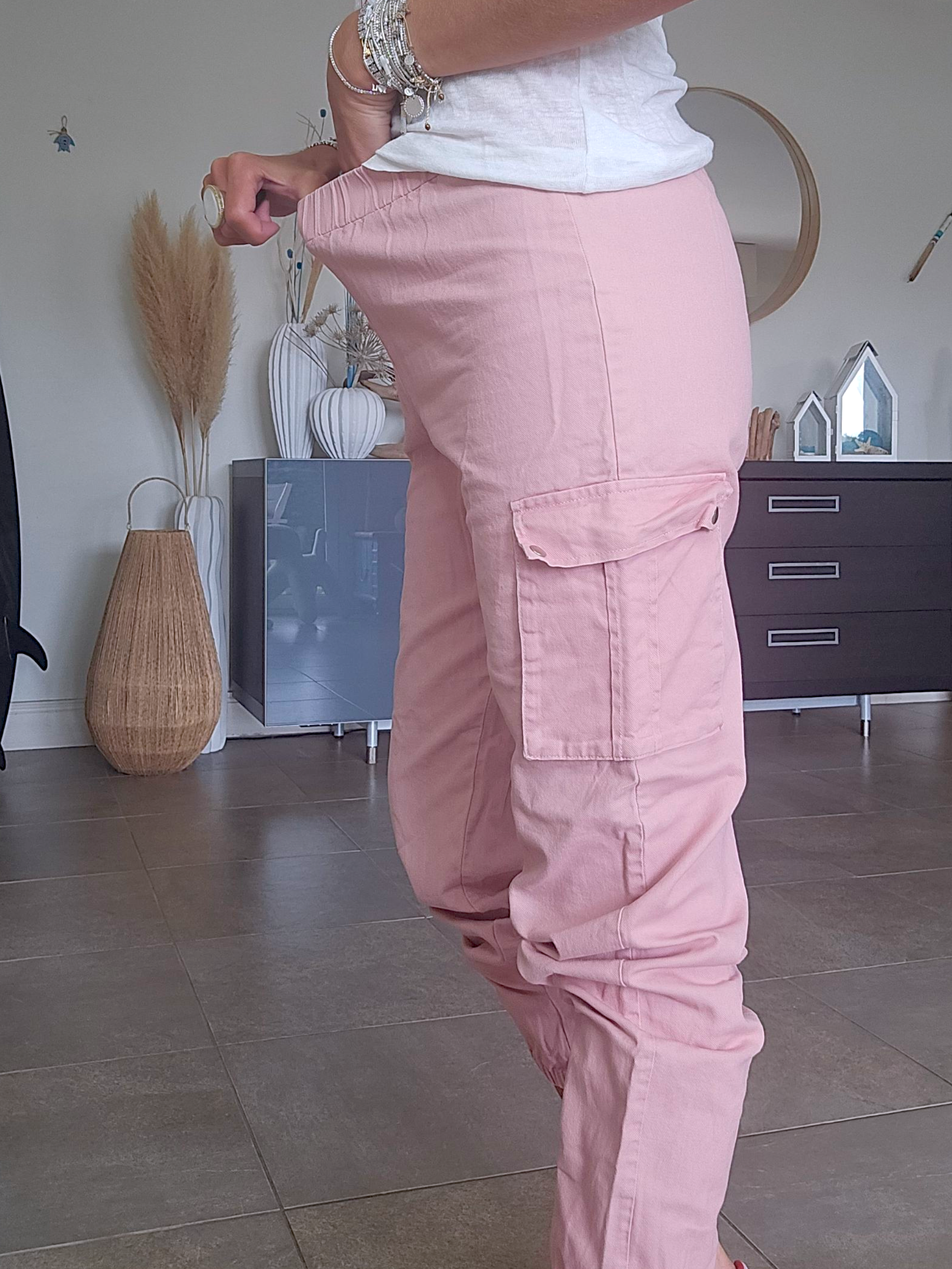 Pantalon cargo rose