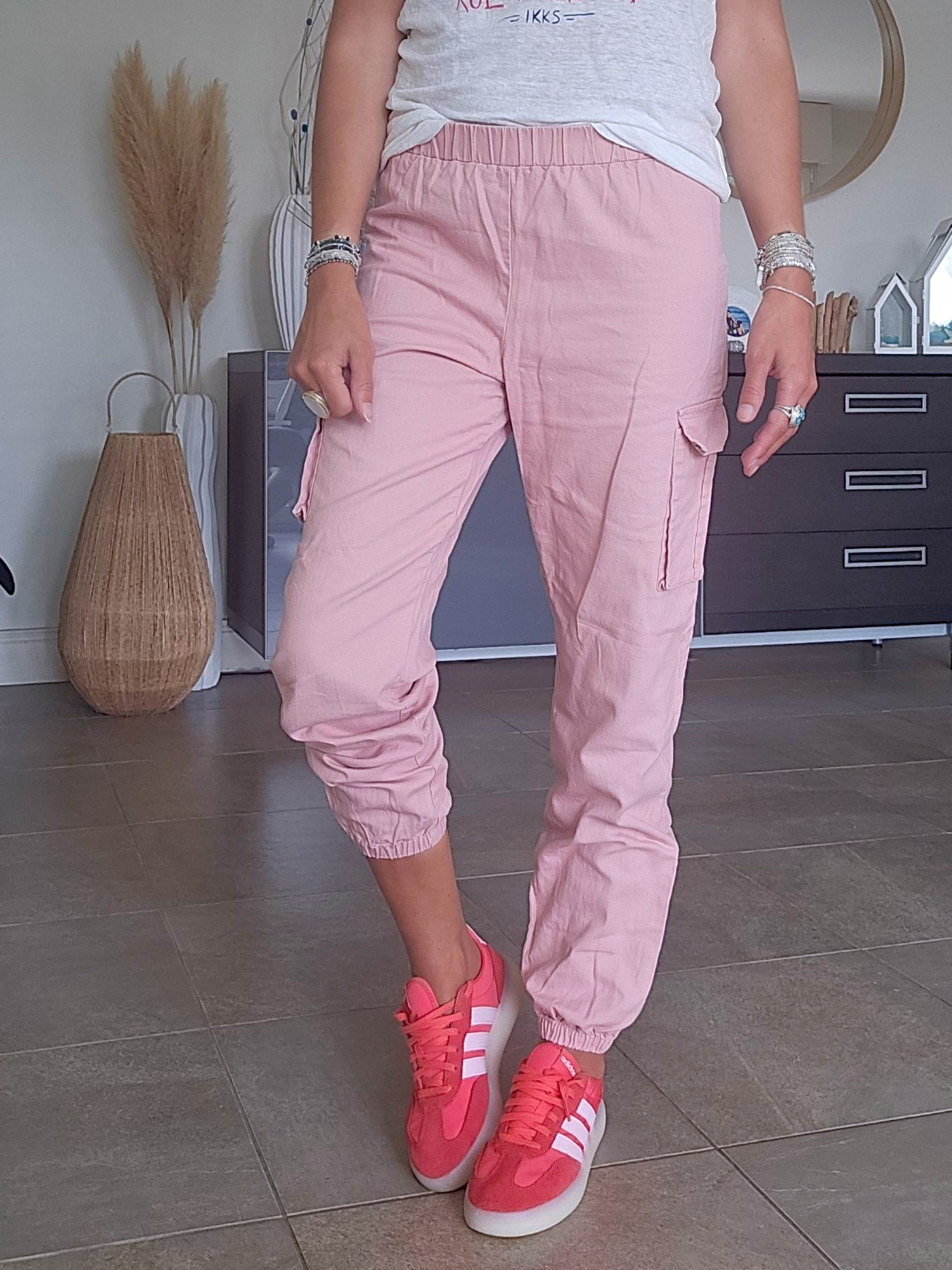 Pantalon cargo rose