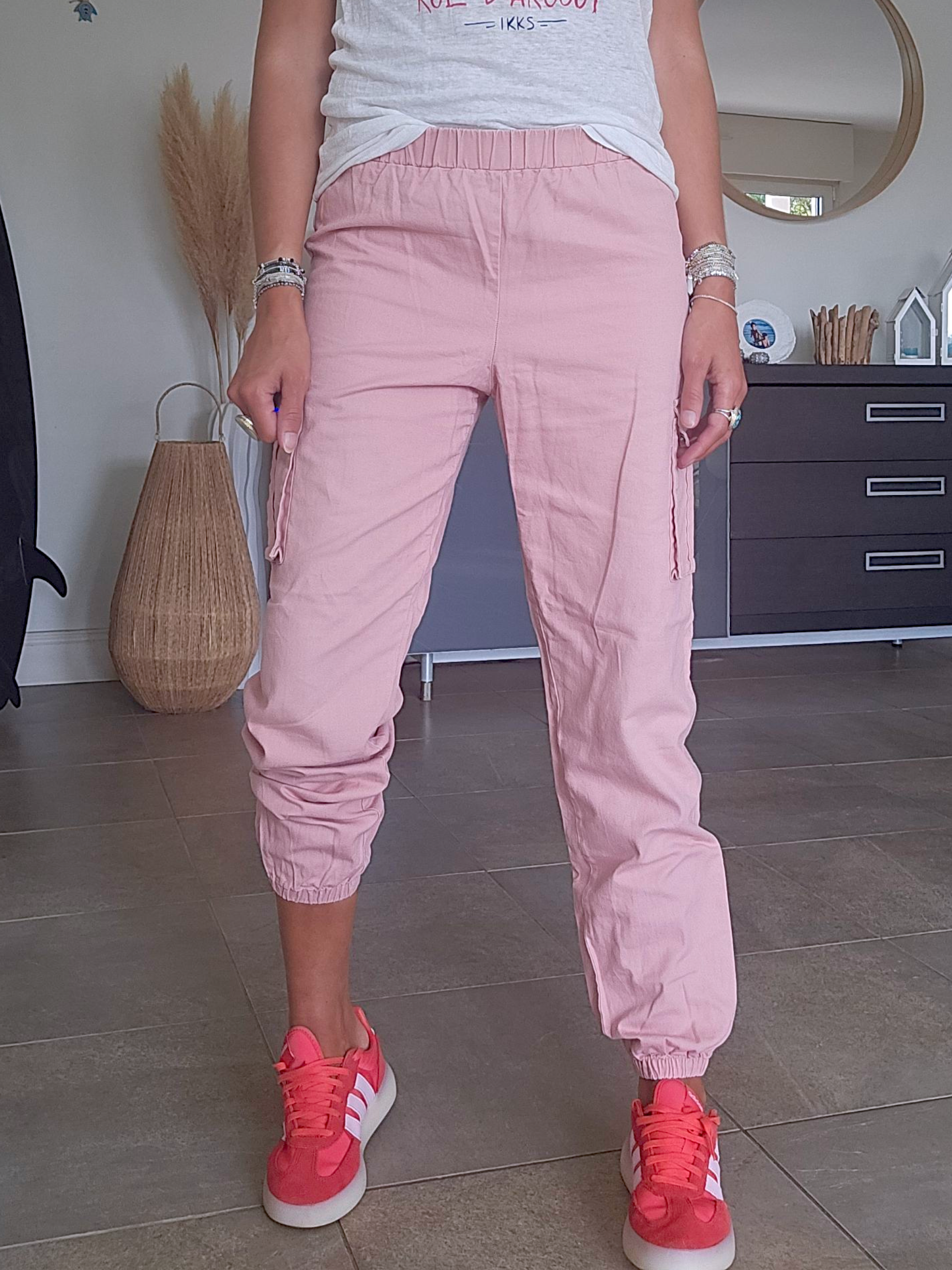 Pantalon cargo rose