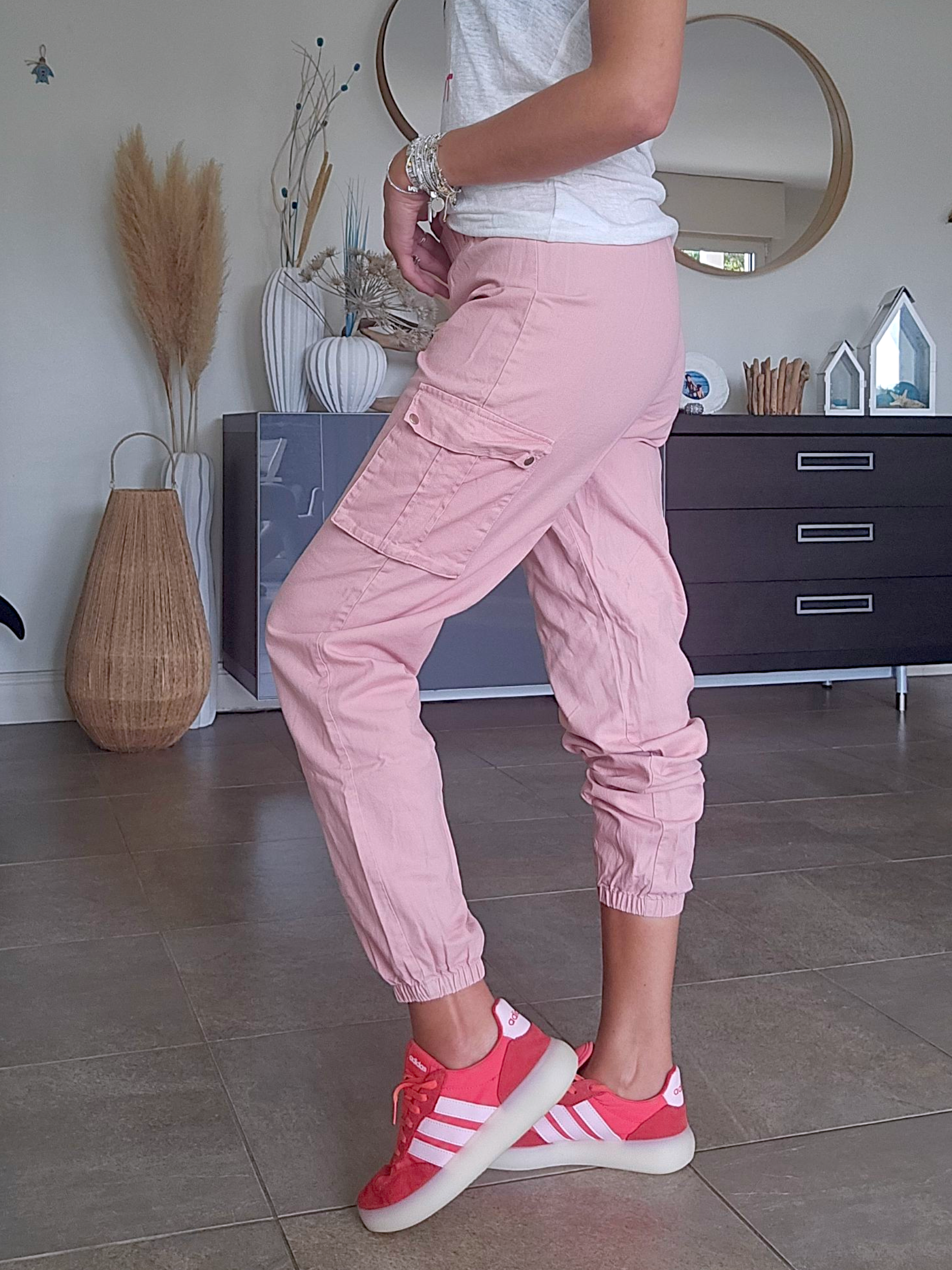 Pantalon cargo rose