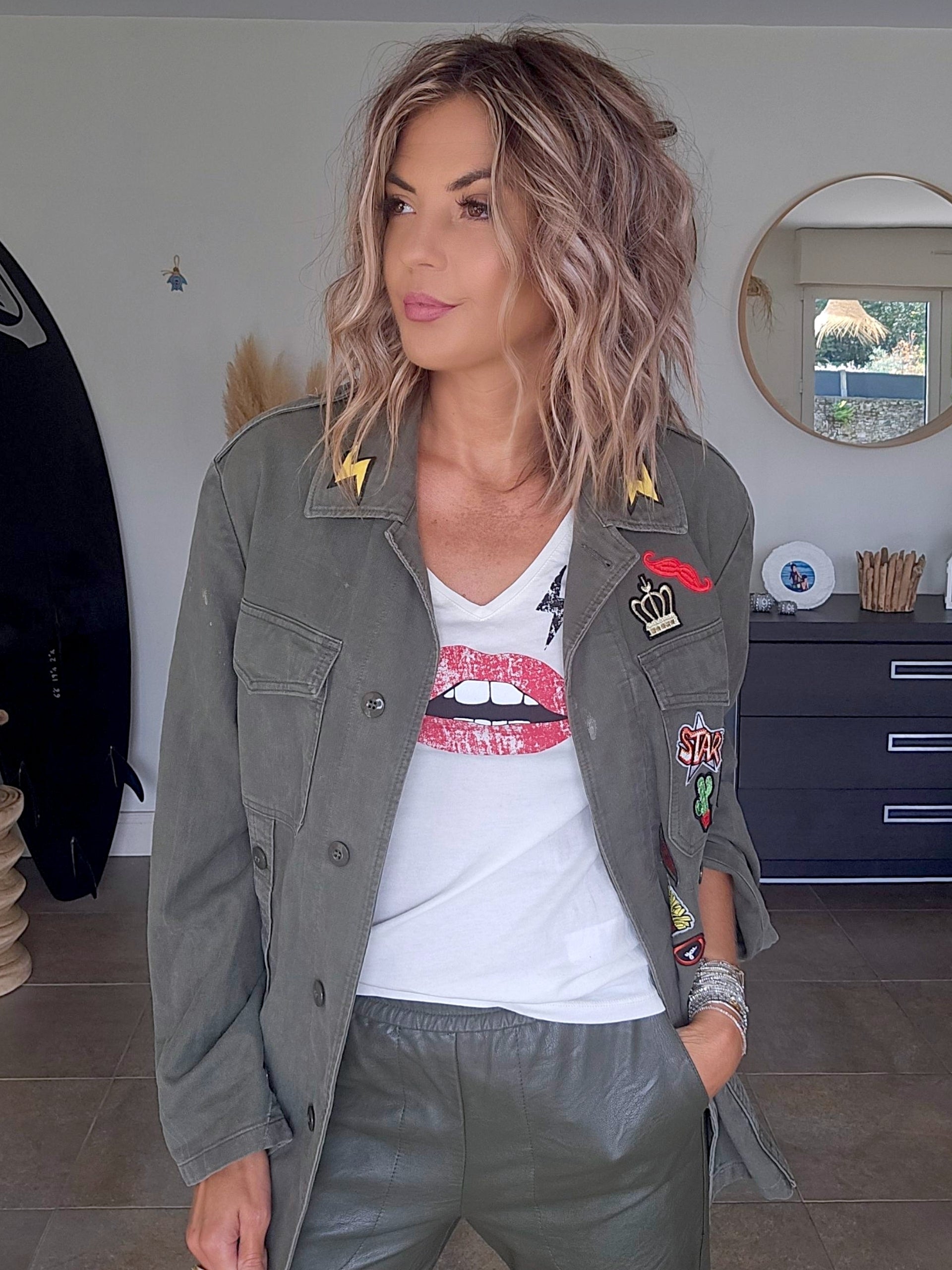 T-shirt blanc rock-chic