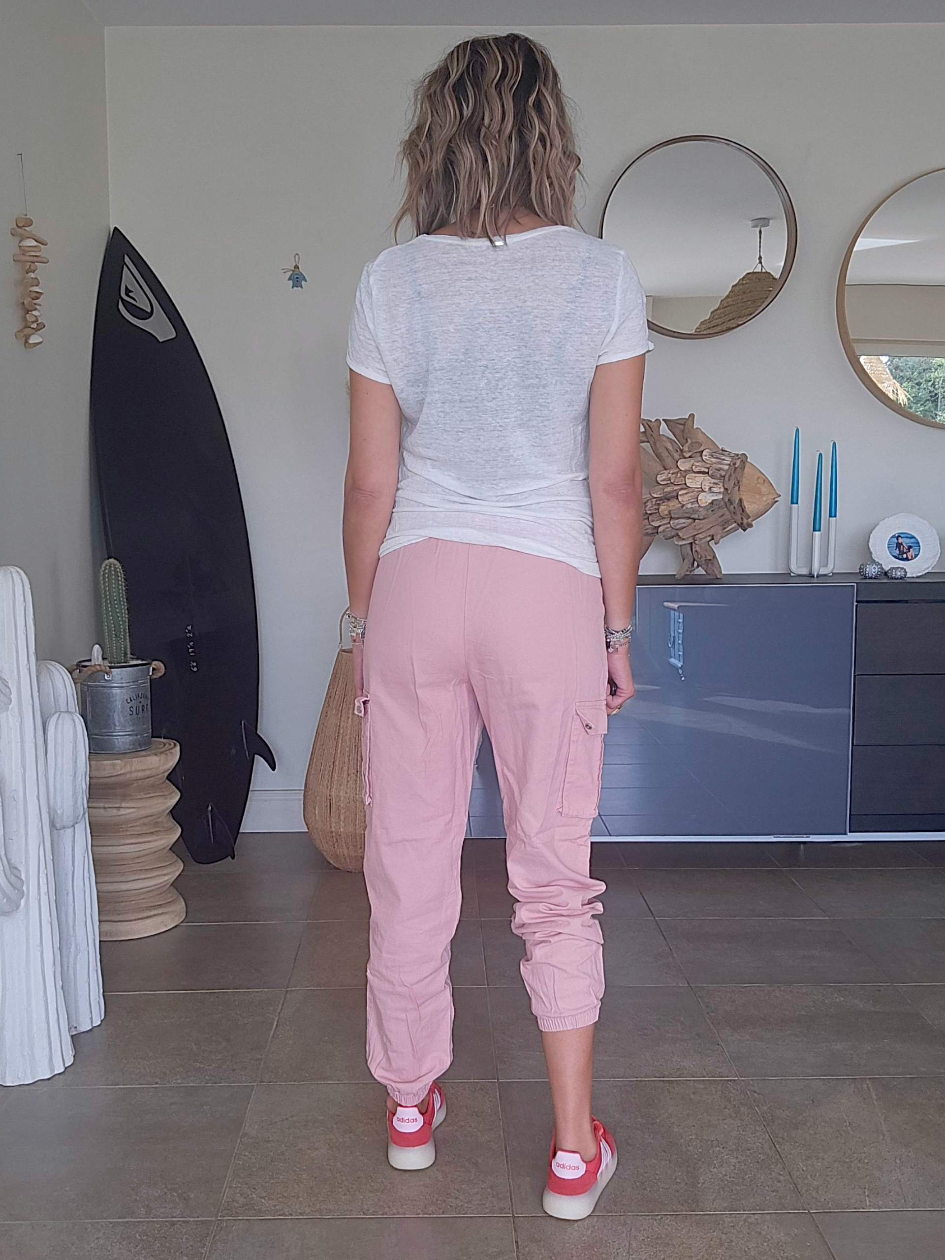 Pantalon cargo rose