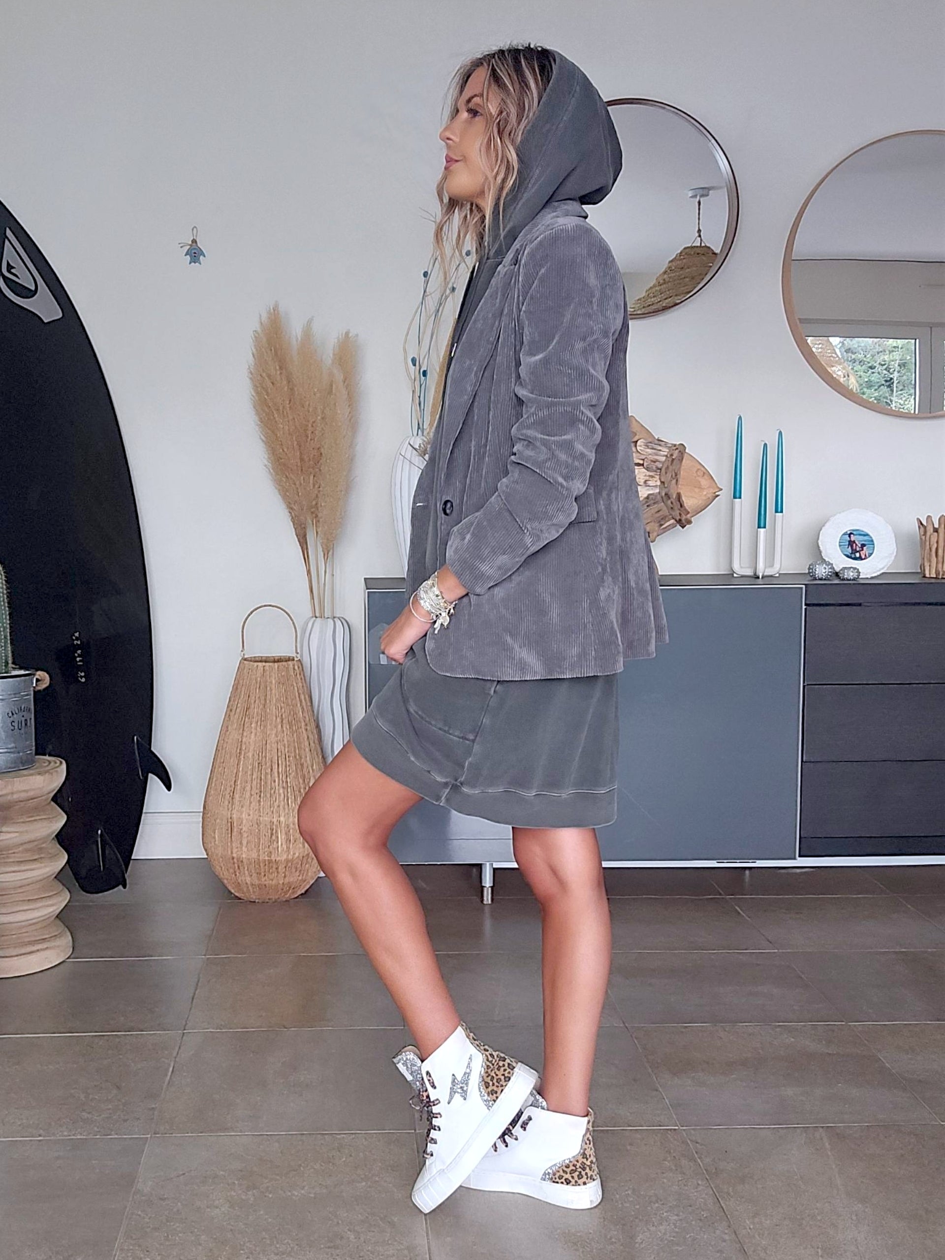 Veste grise en velours