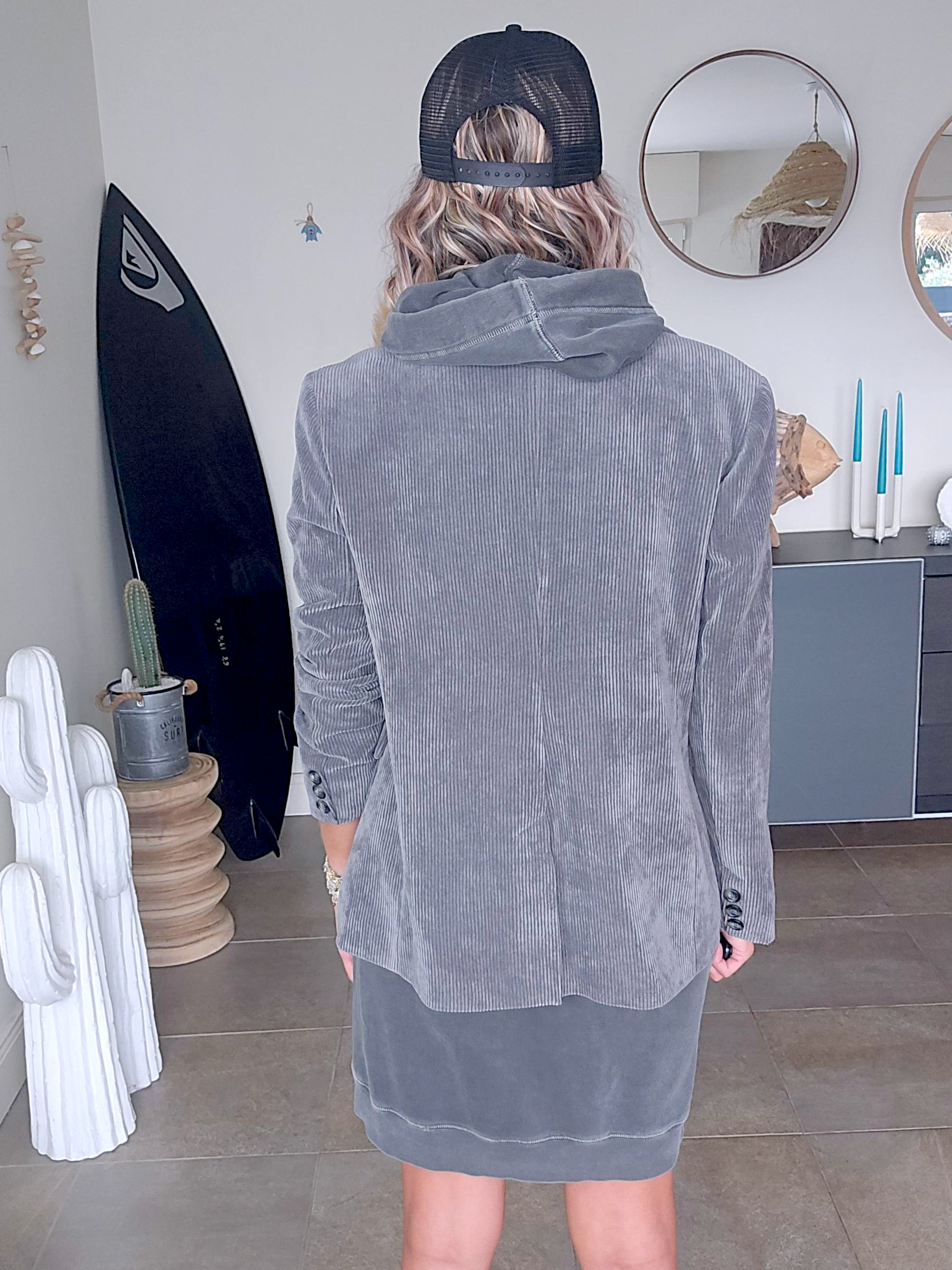 Veste grise en velours