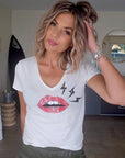 T-shirt blanc rock-chic