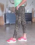 Pantalon jeeging léopard kaki