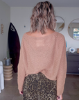 Pull doux ajouré beige foncé