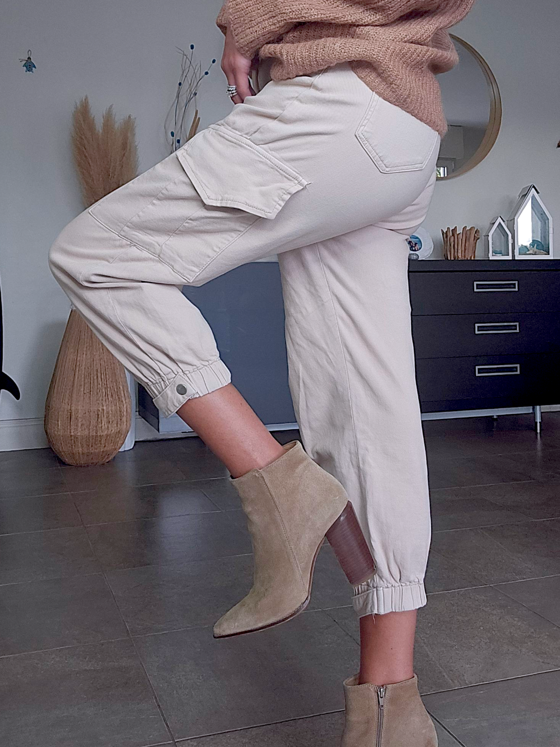 Pantalon cargo beige