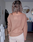 Pull doux ajouré beige foncé