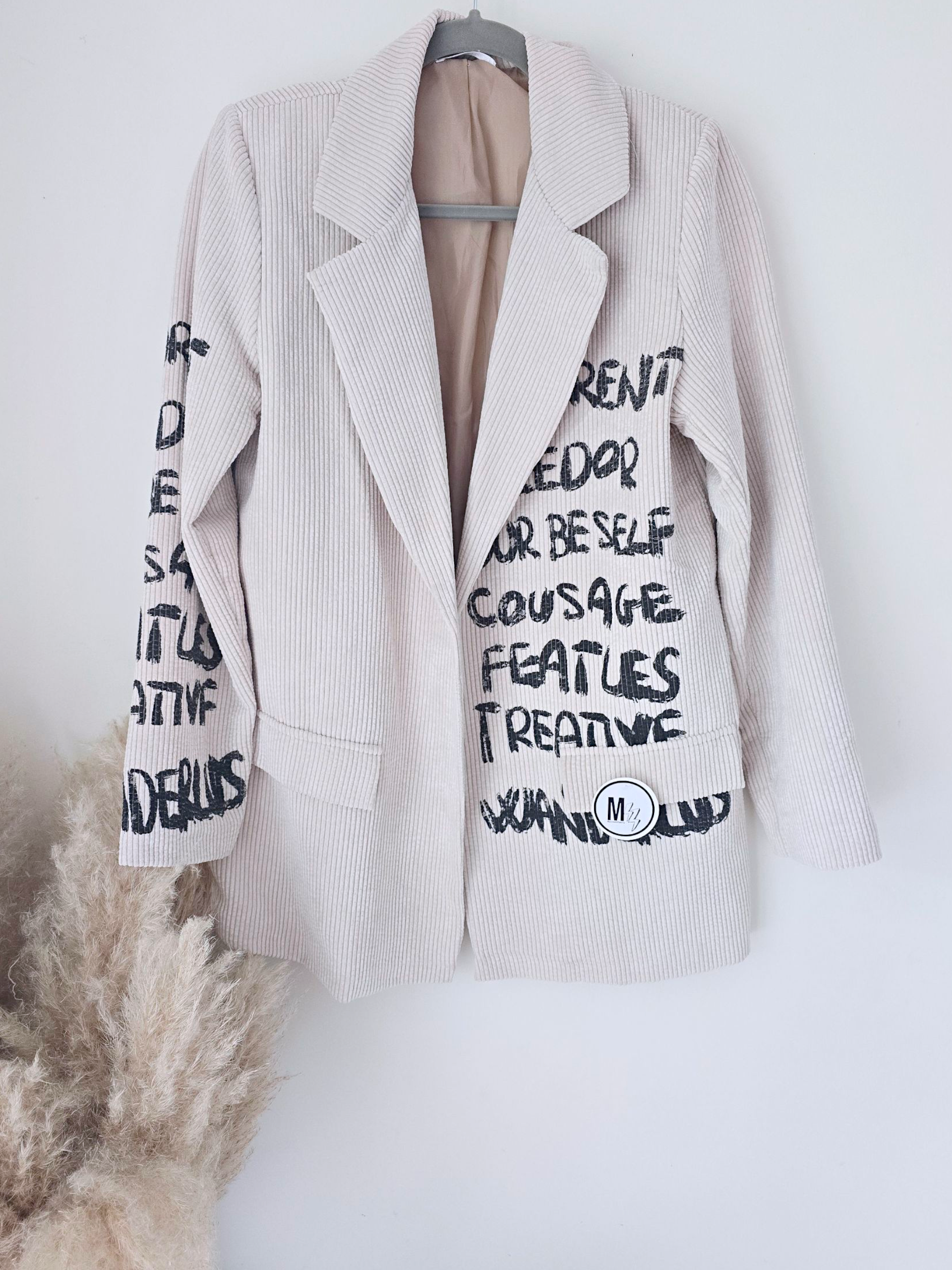 Veste velours écru à tags