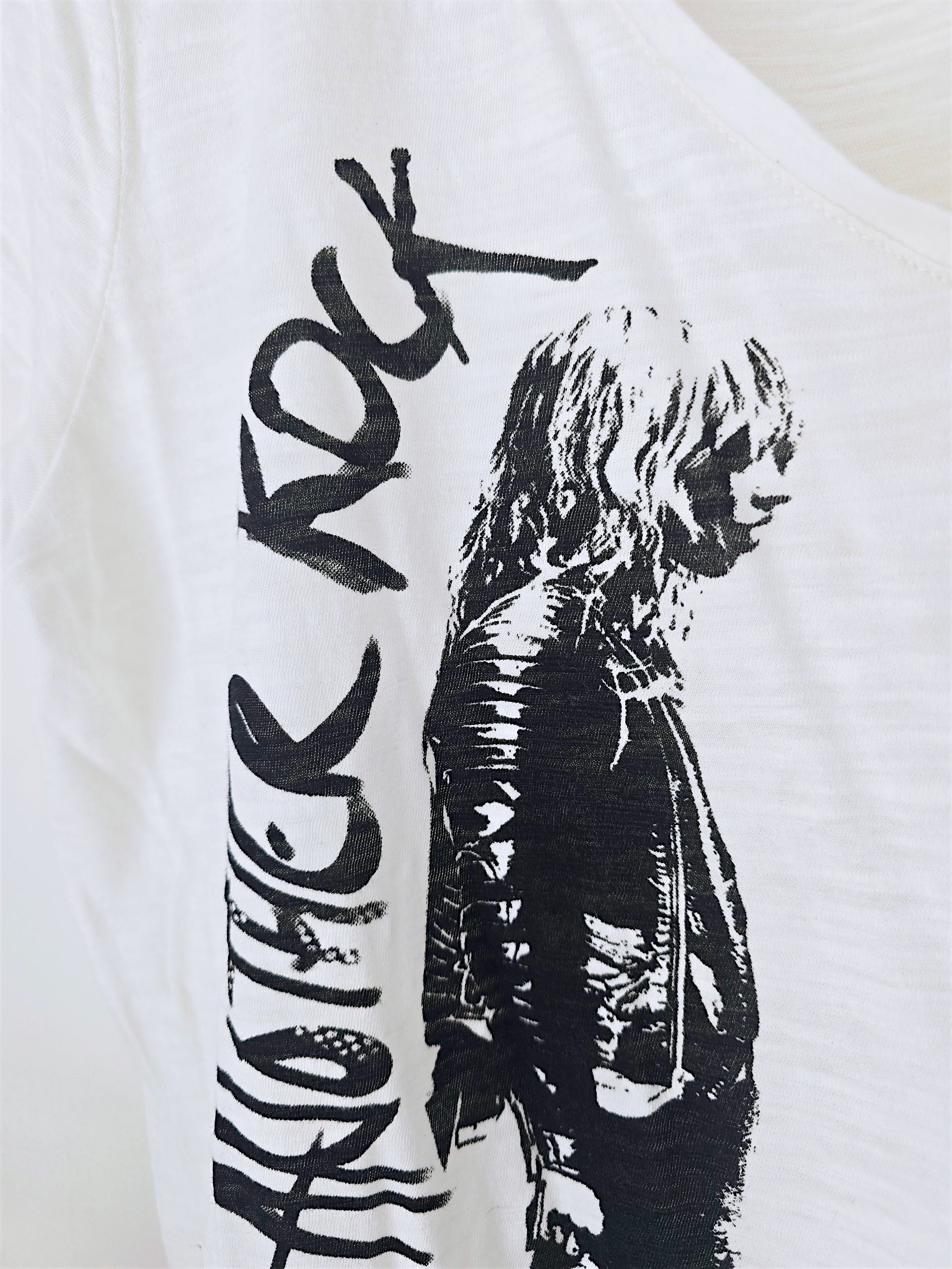 T-shirt blanc cassé rock