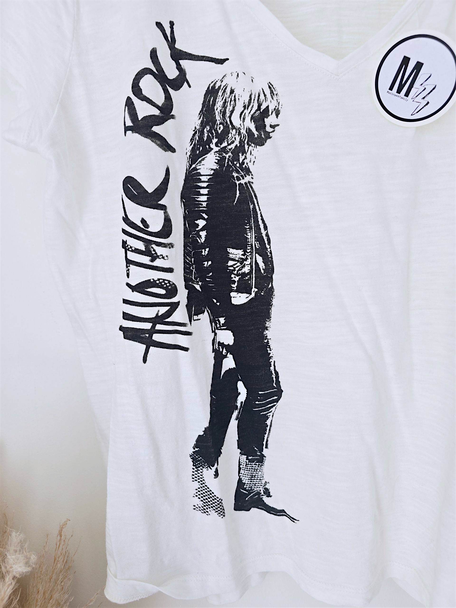 T-shirt blanc cassé rock