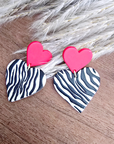 Boucles d'oreilles cœur zébrée
