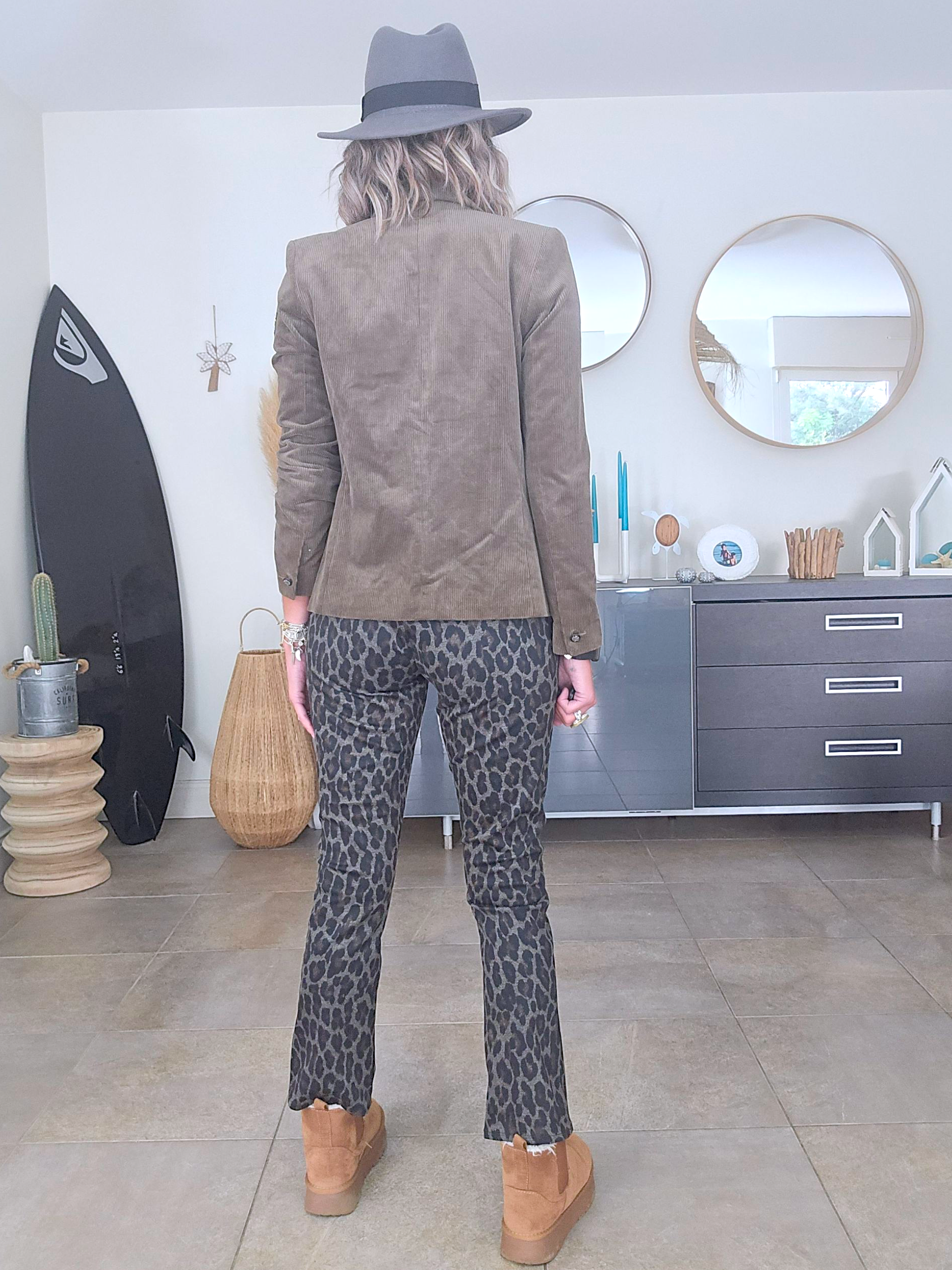 Blazer velours kaki-marron