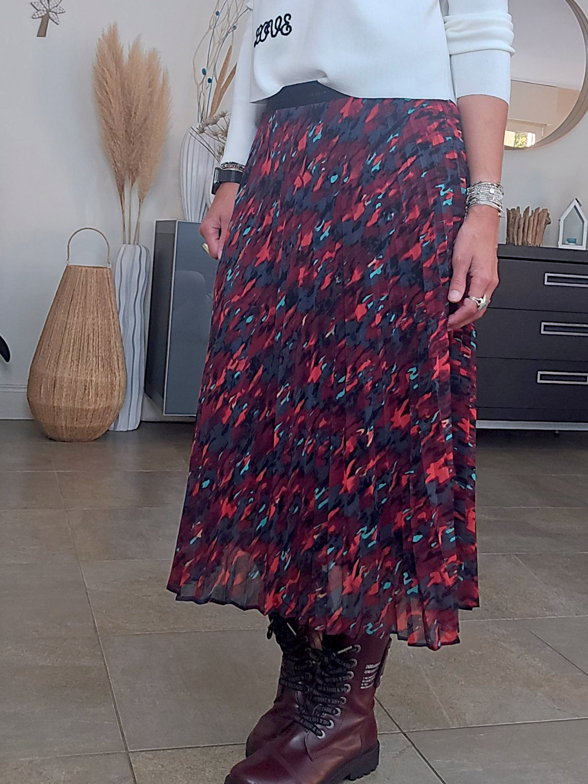 Jupe camouflage bordeaux