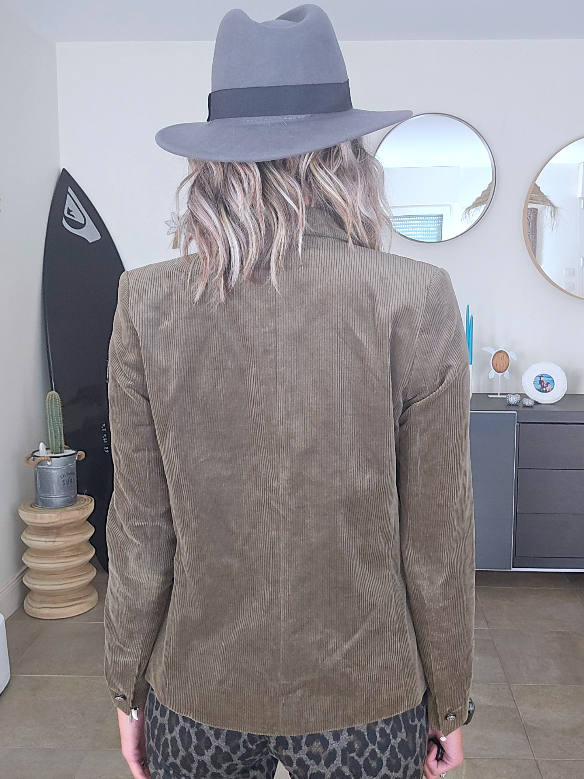 Blazer velours kaki-marron