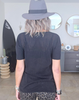 T-shirt ajouré à maille noire