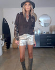 Pull chaud marron coeur léopard