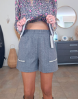 Short chevron gris