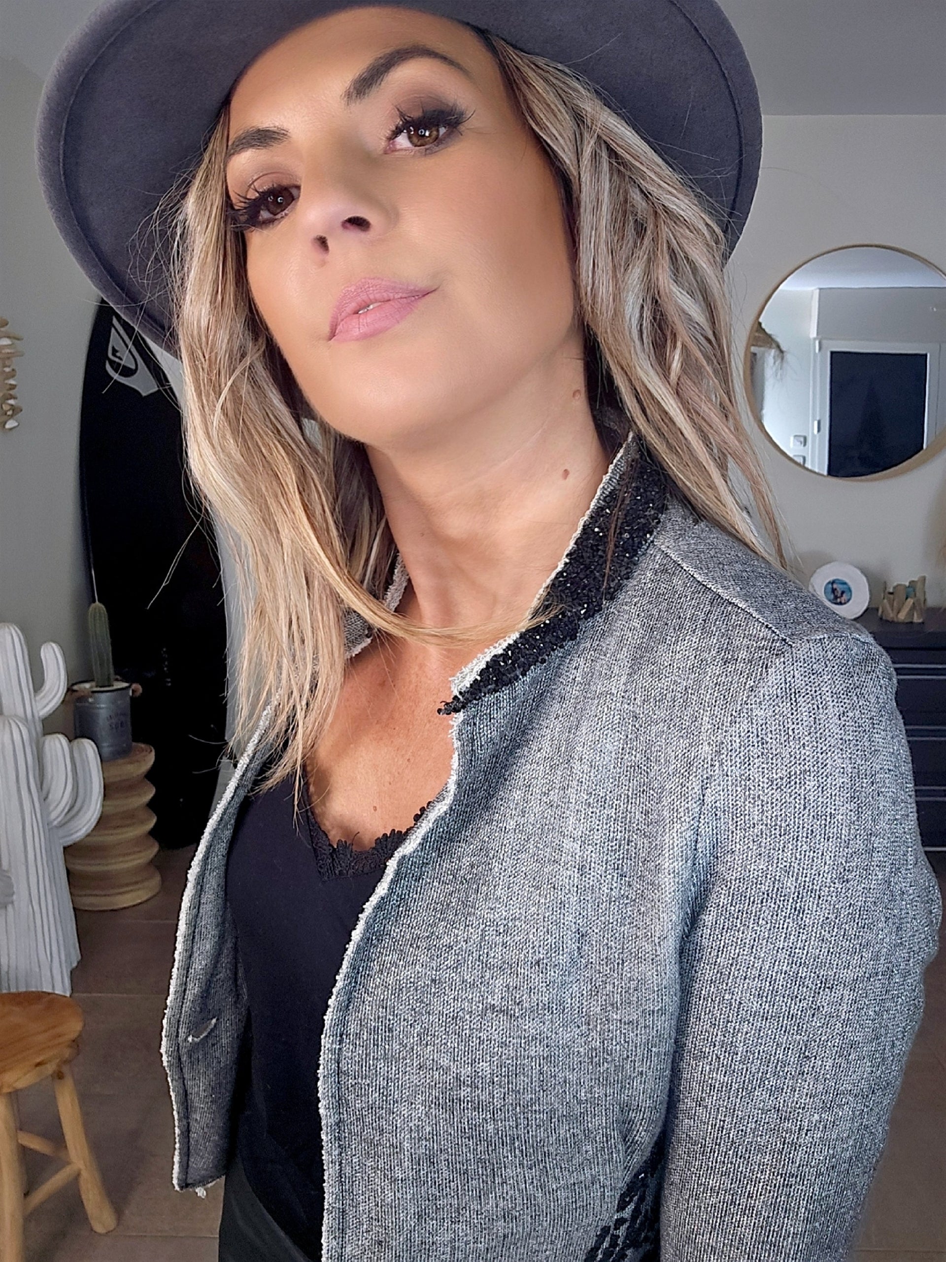 Veste star grise argentée