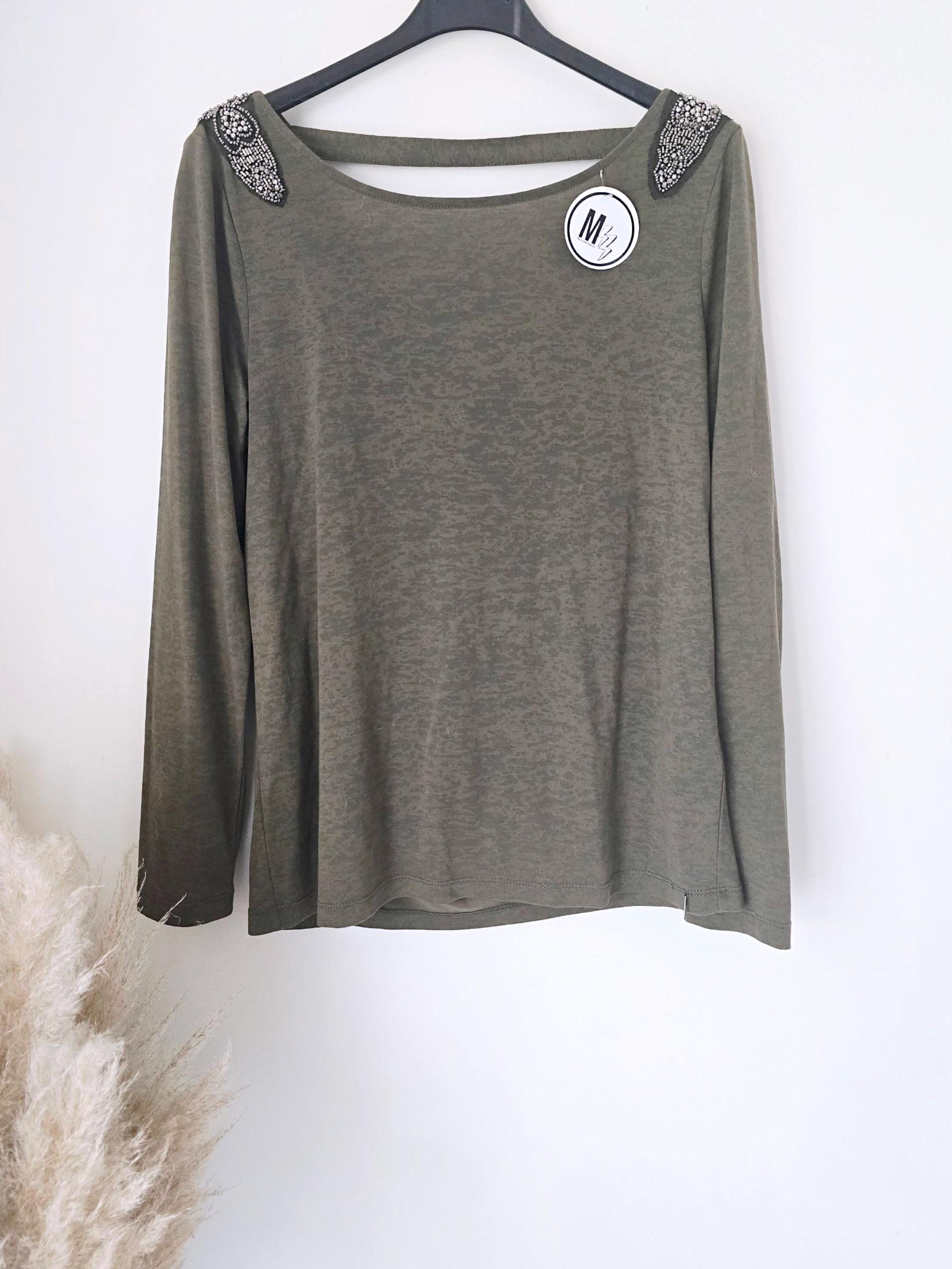 T-shirt kaki bijoux perles