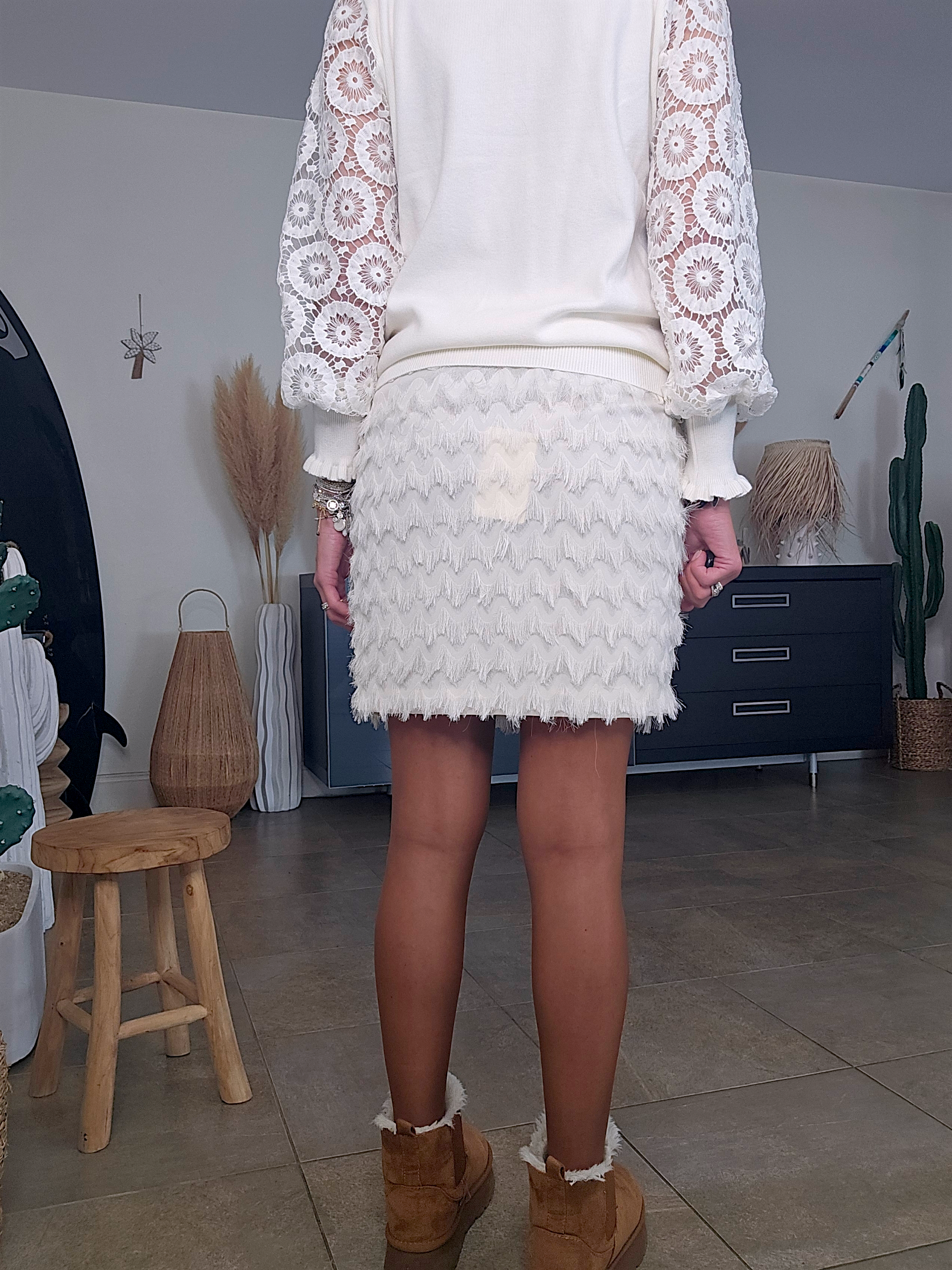 Jupe blanche plumetis