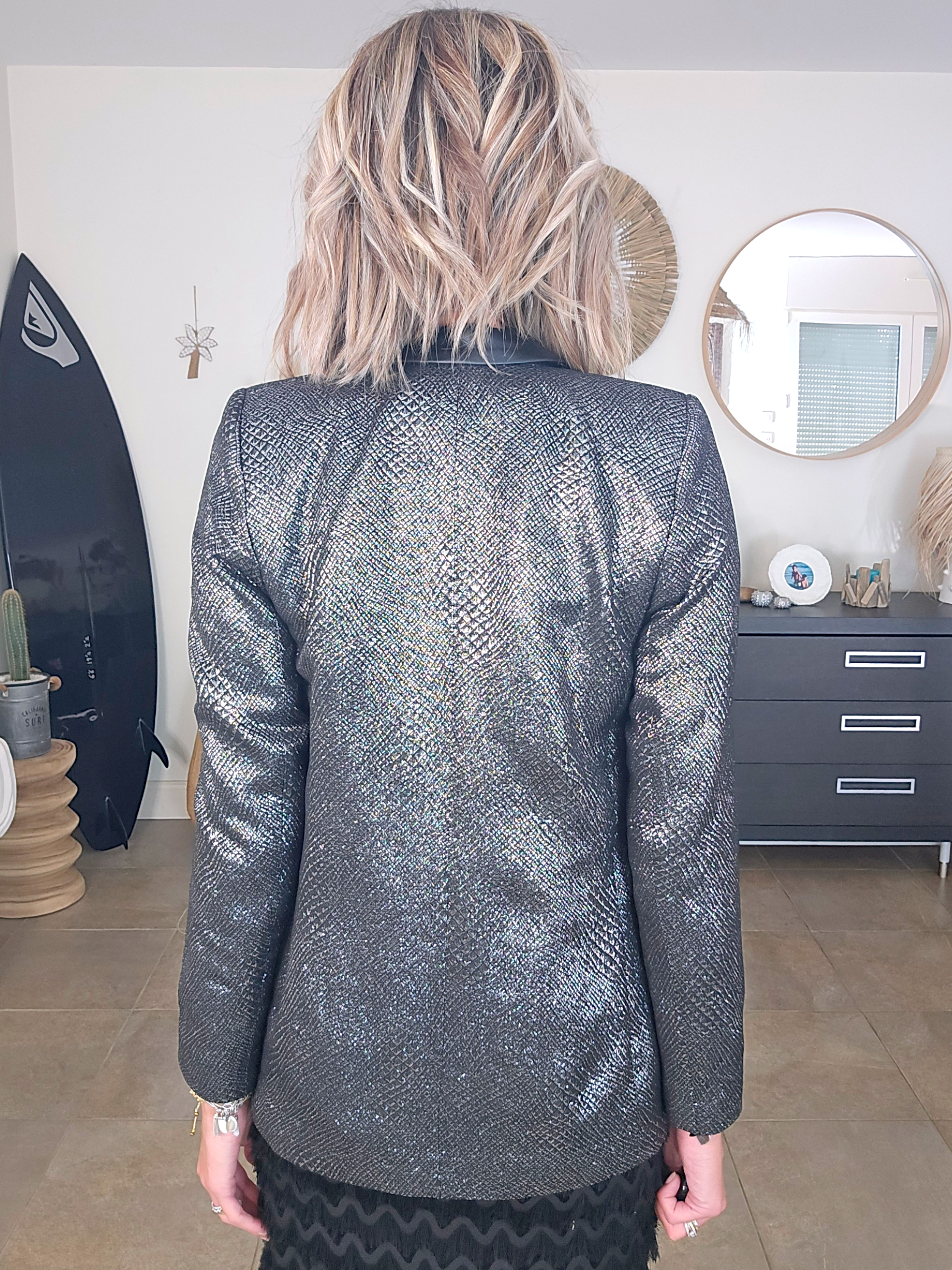 Veste cintrée argentée