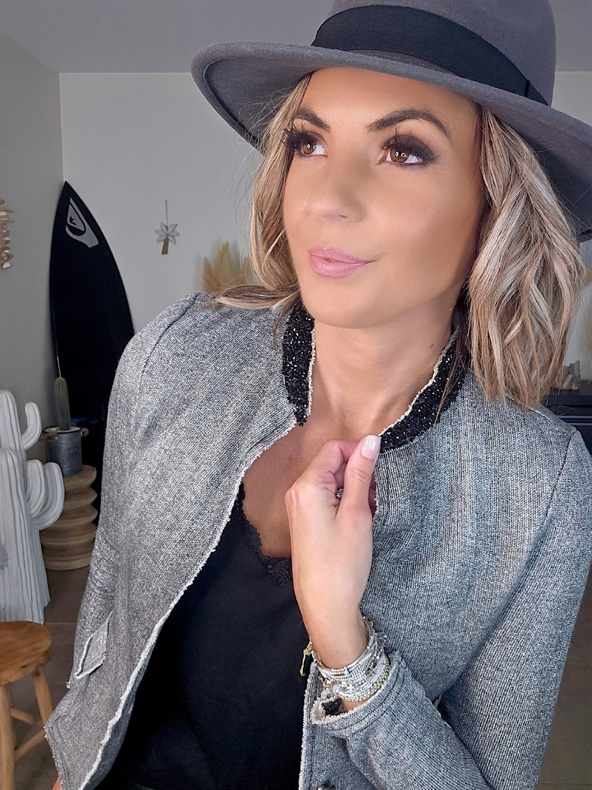 Veste star grise argentée