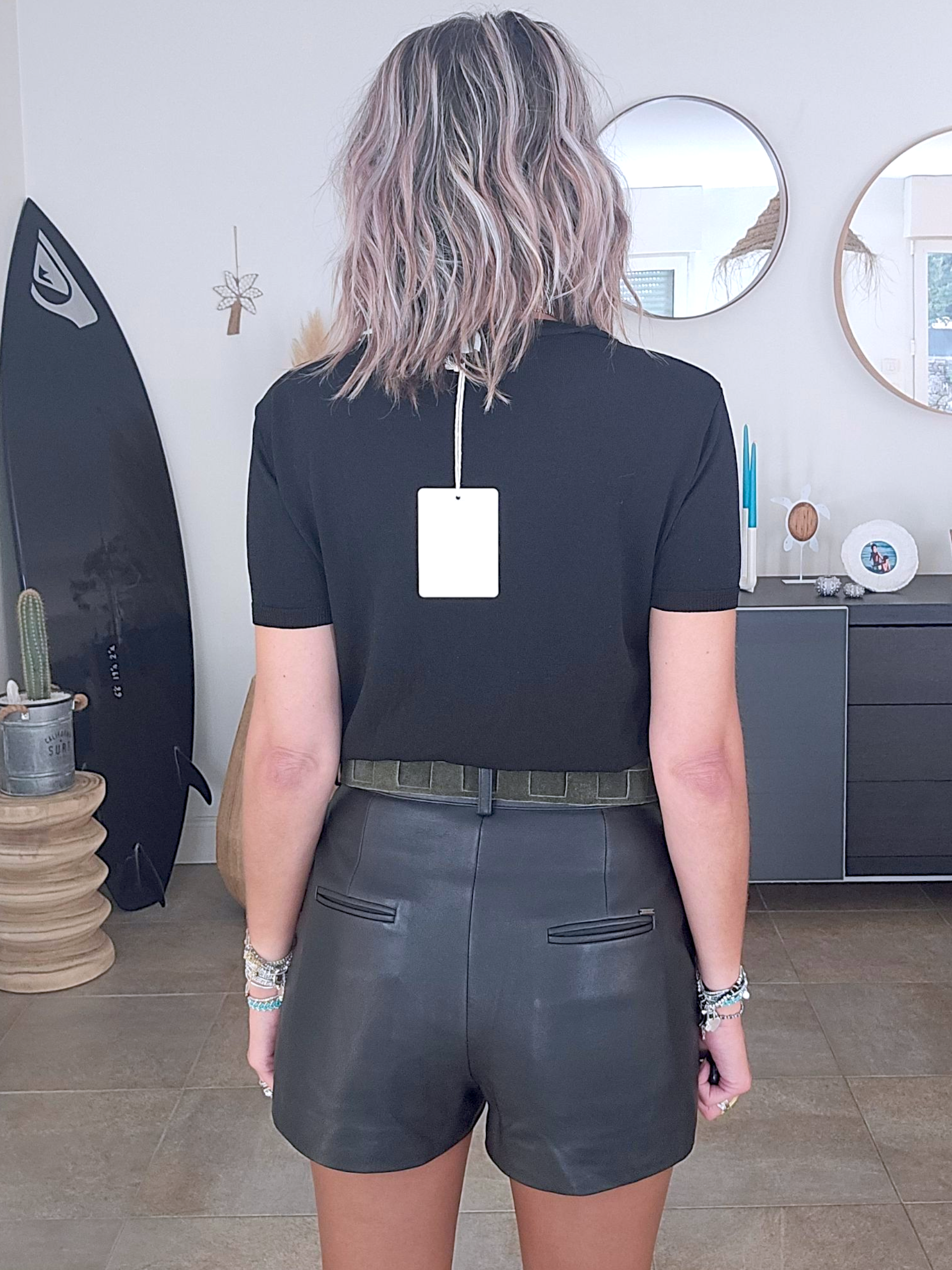 Pull manches courtes noir