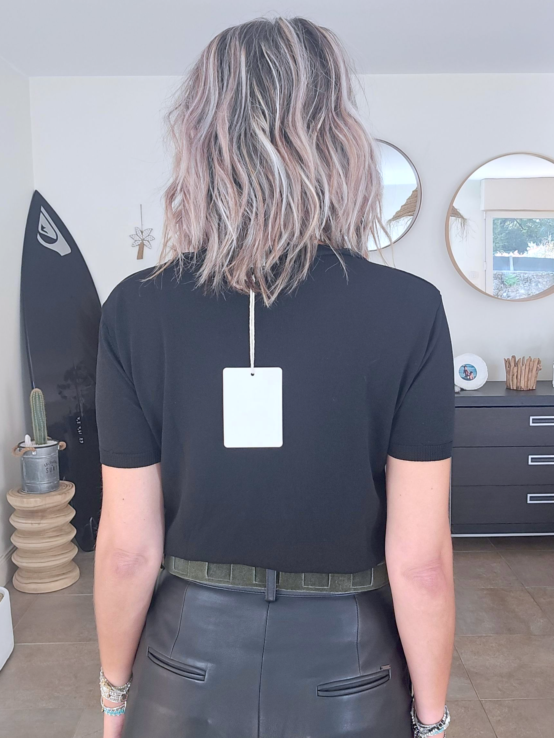 Pull manches courtes noir