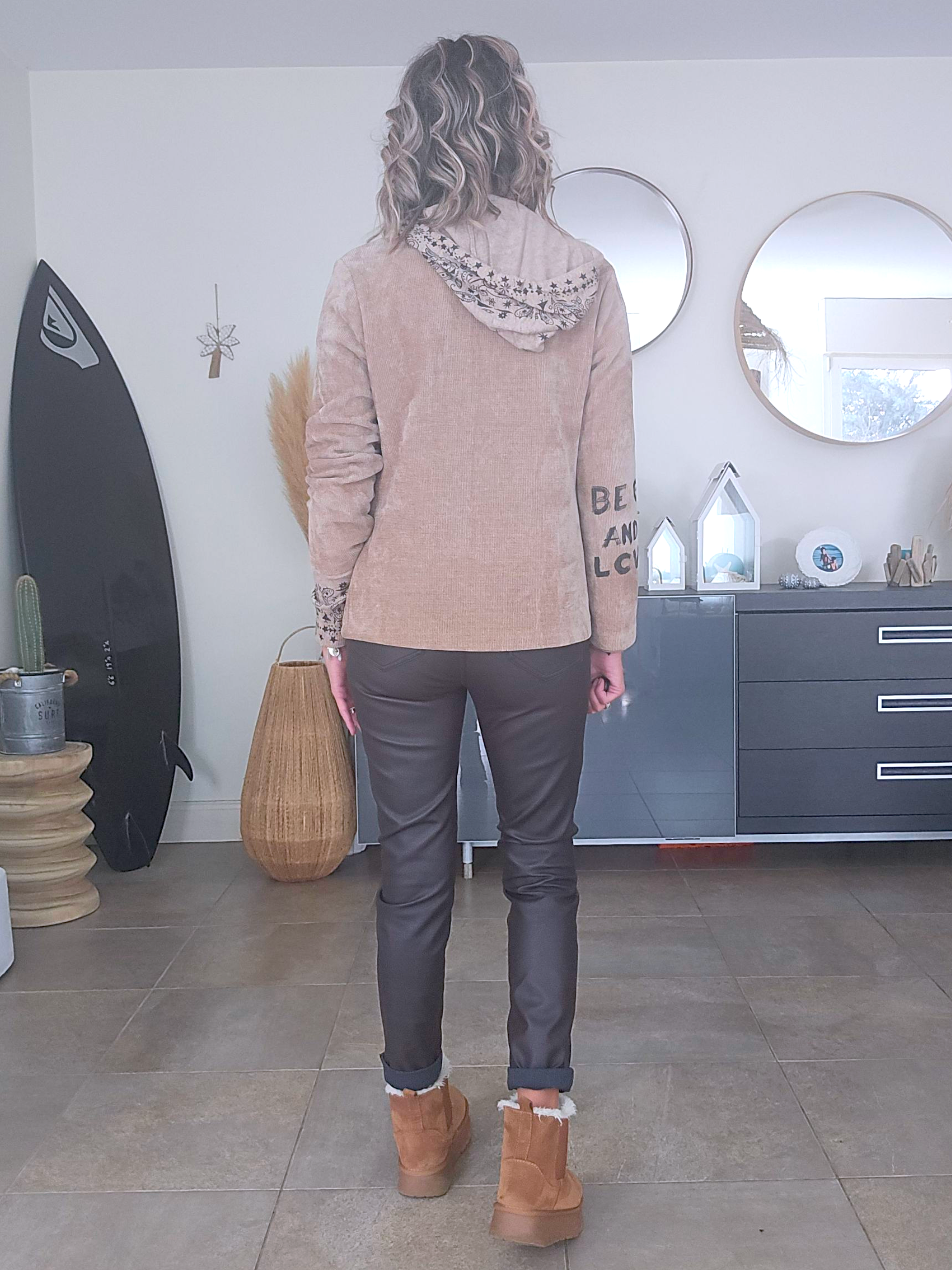 Veste velours ras tags