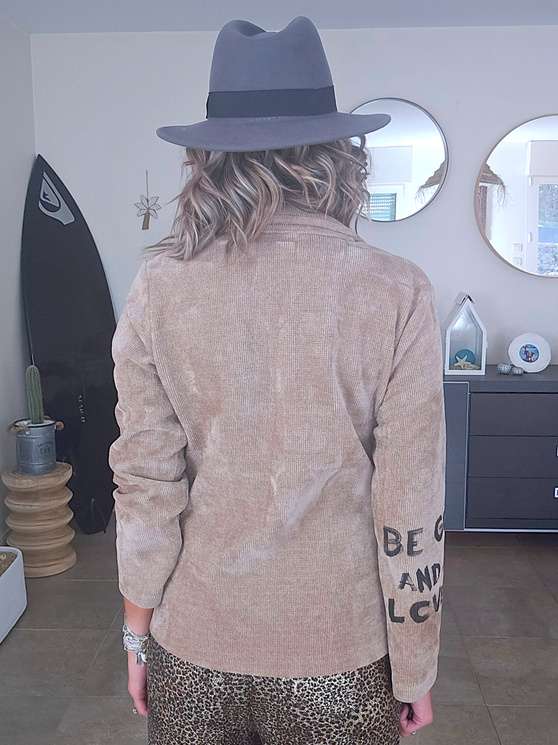Veste velours ras tags