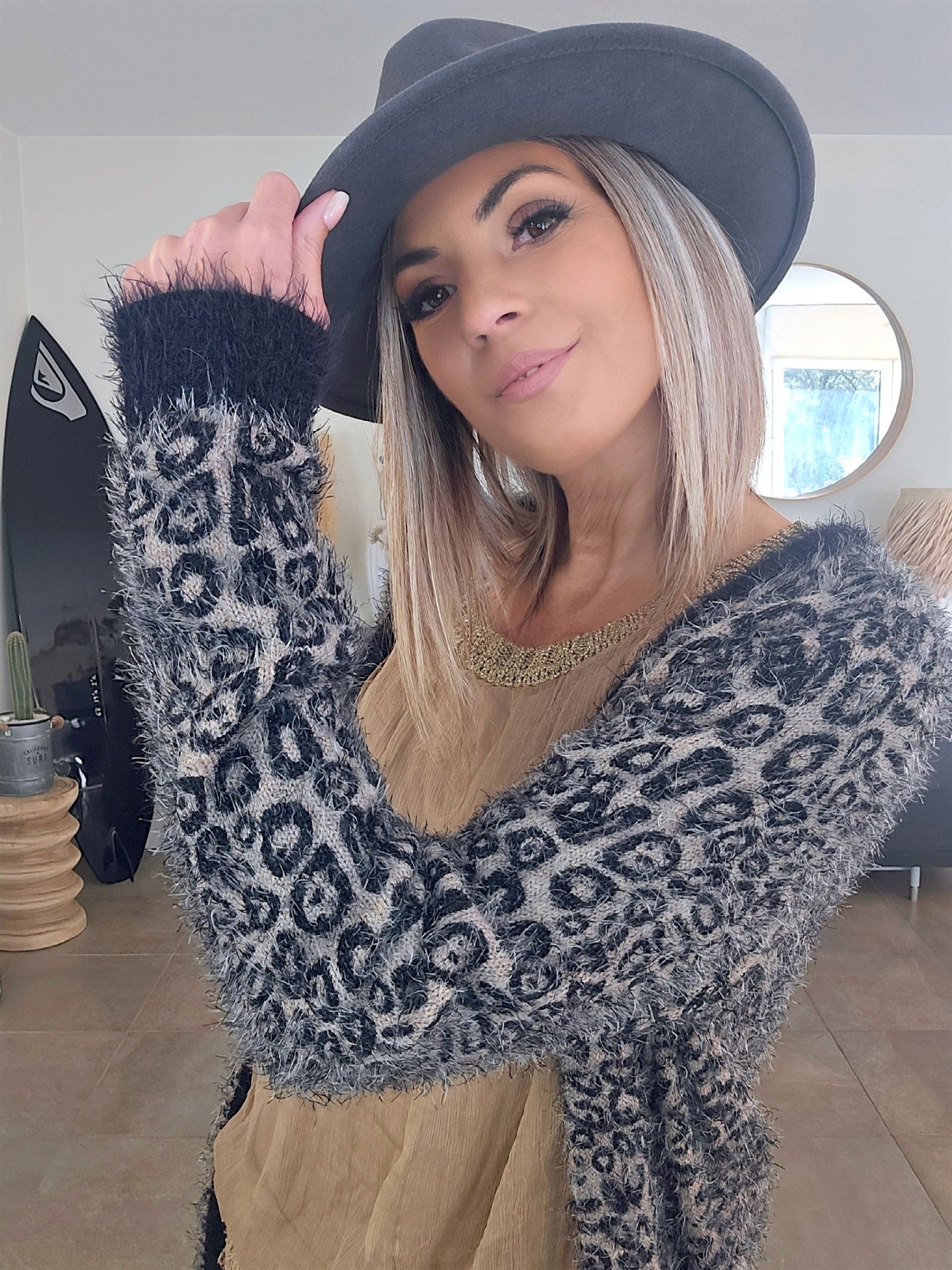 Gilet pilou à imprimé léopard