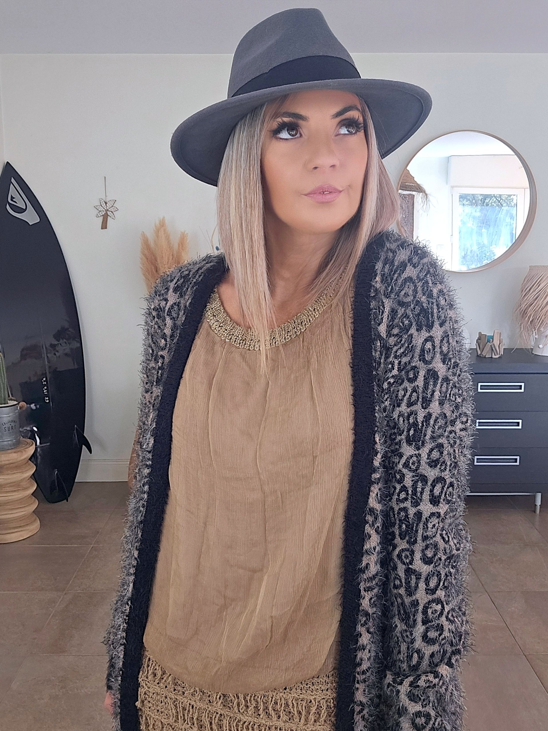 Gilet pilou à imprimé léopard