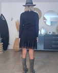 Robe noire maille pull à superposition léopard - 𝐌𝐚𝐫𝐢𝐧𝐚𝟒𝟒𝐟𝐚𝐦𝐢𝐥𝐲