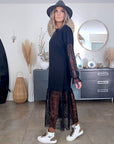 Robe noire sweat et dentelle