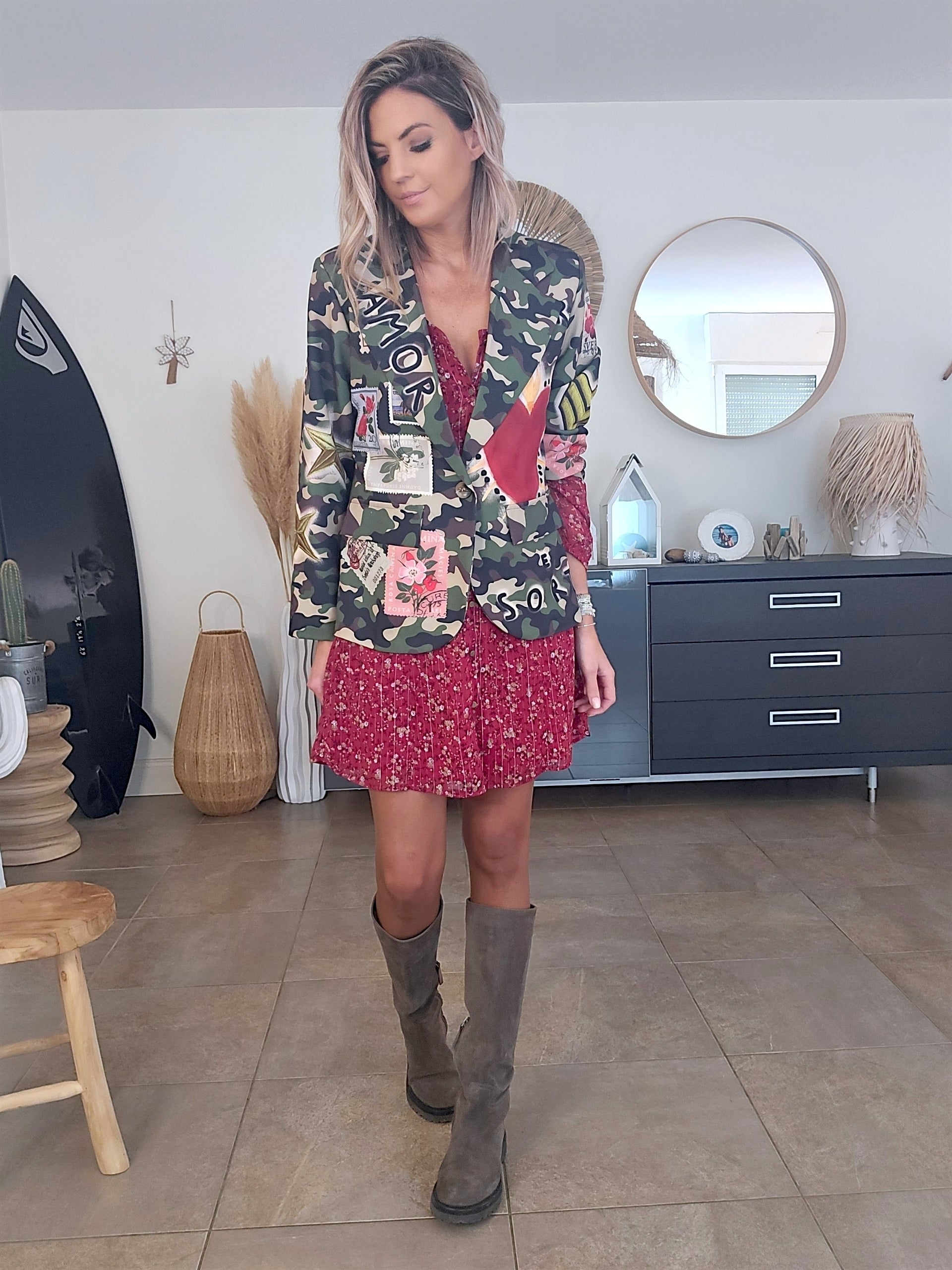 Blazer camouflage à inscriptions - 𝐌𝐚𝐫𝐢𝐧𝐚𝟒𝟒𝐟𝐚𝐦𝐢𝐥𝐲