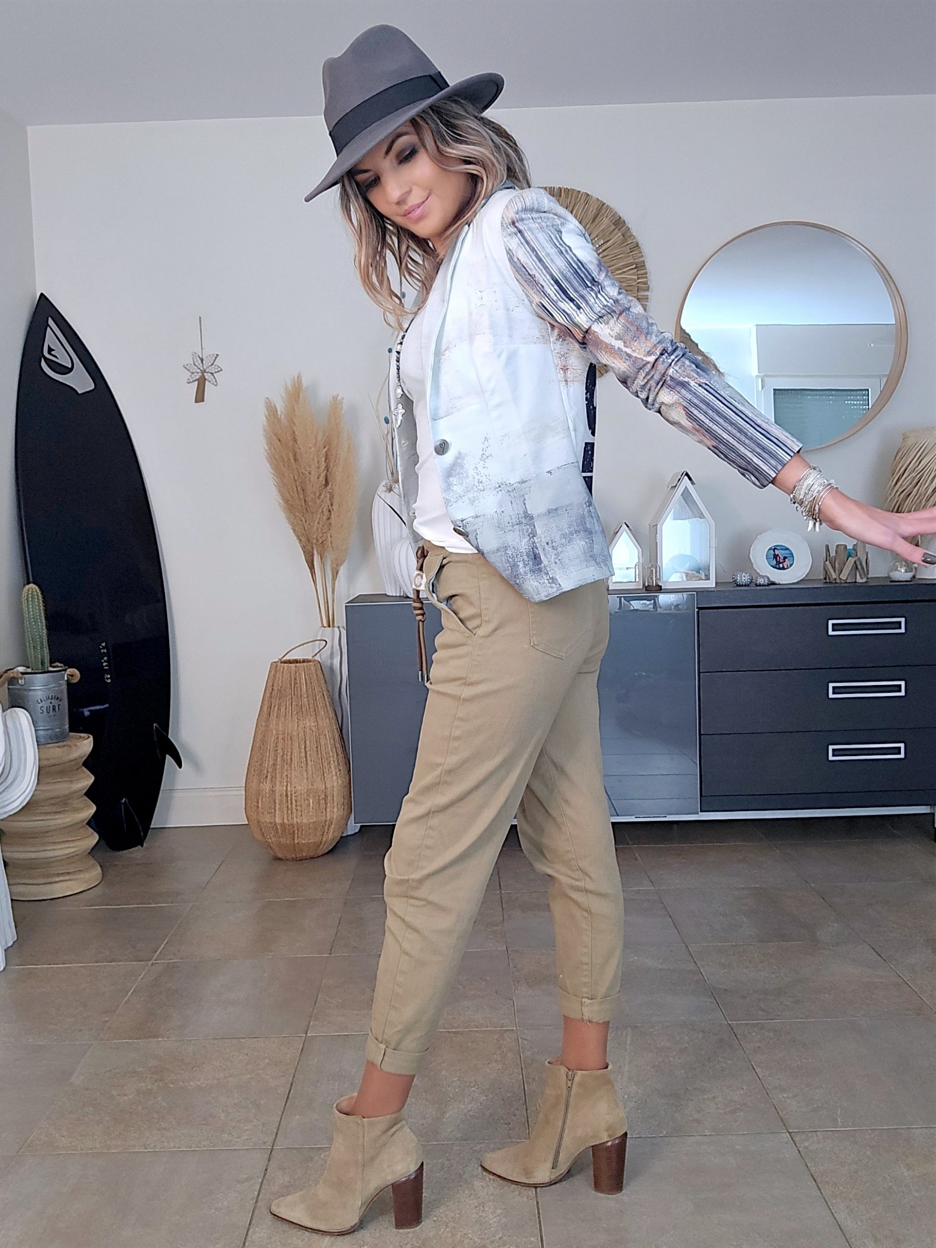 Pantalon jeeging beige foncé