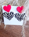 Boucles d'oreilles cœur zébrée