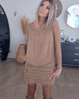 Robe Sharon bi-matière beige