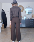Pantalon marron à jambes larges