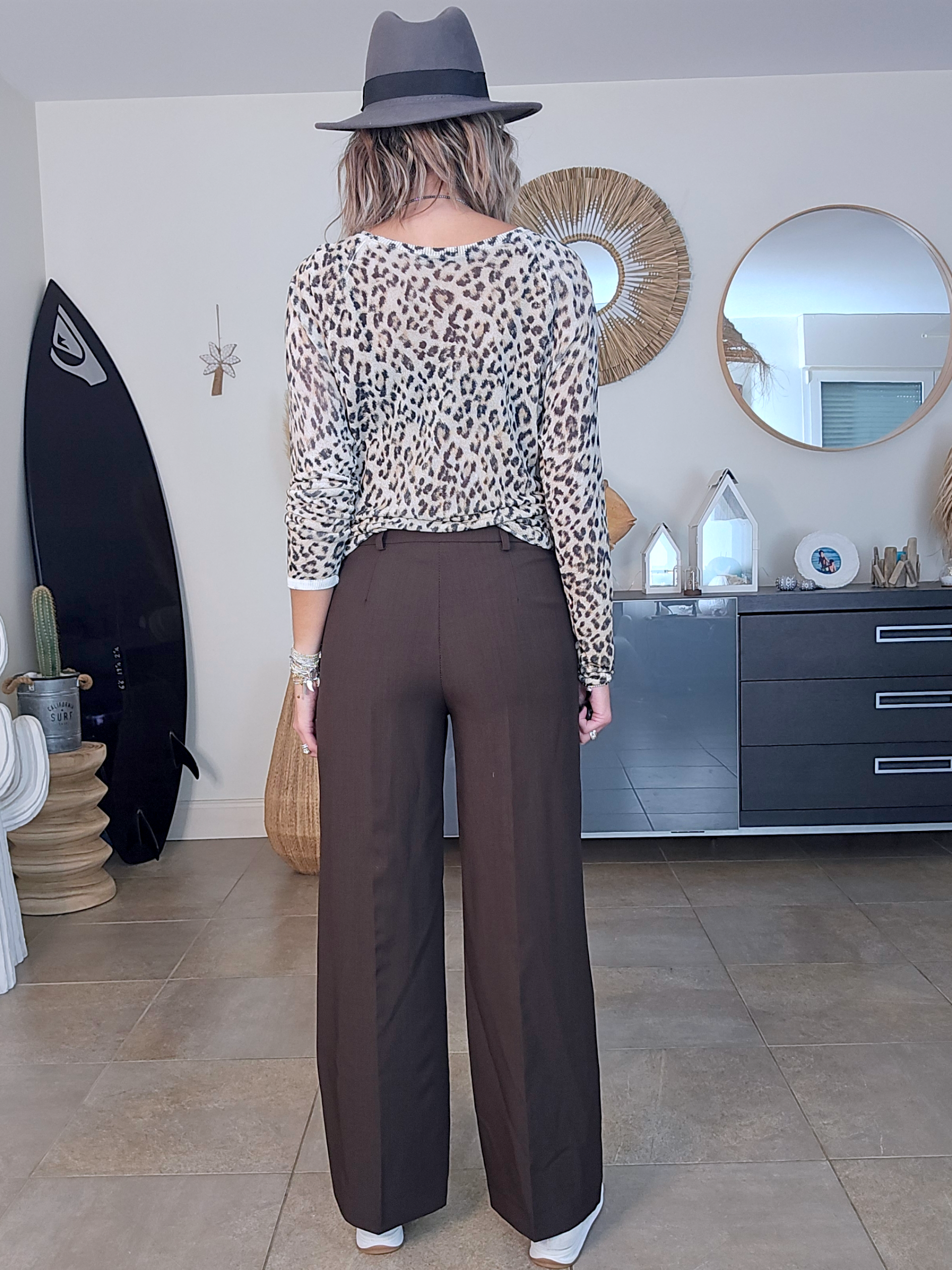 Pull fin à imprimé léopard