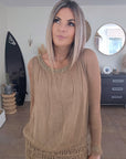 Robe Sharon bi-matière beige