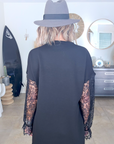Robe noire sweat et dentelle